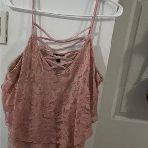 Express pink Lace cross top